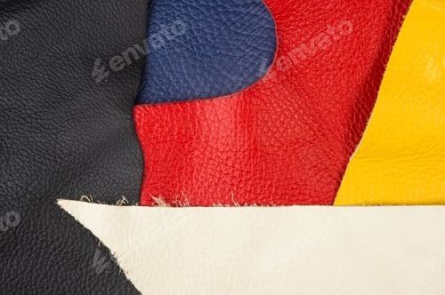 Preview: Colored Flaps, Pieces, And Scraps Of Natural Leather For The Manufactured Furniture, Bags And