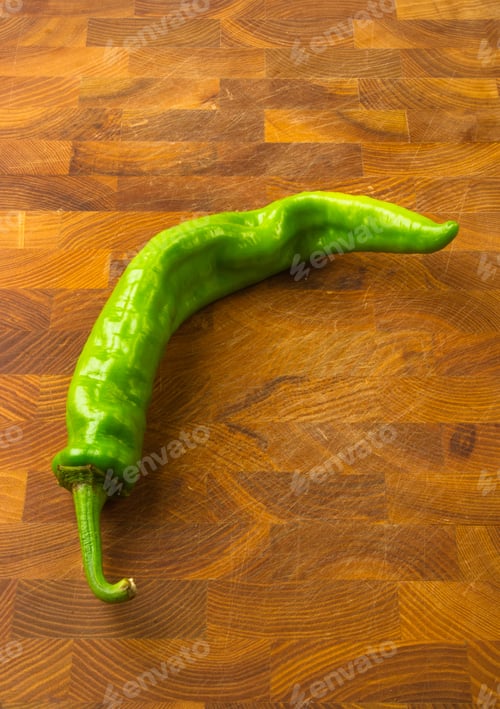 Preview: Still Life - Green Chili Pepper On A Wooden Background