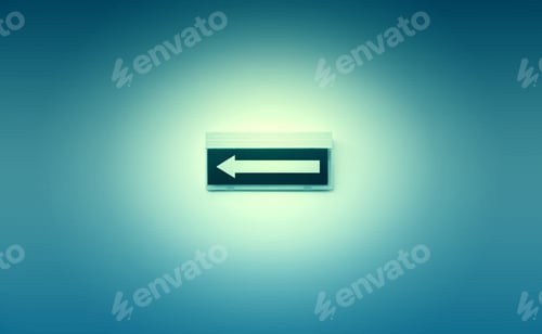Preview: Green Arrow Departure, Detail Of An Arrow On A White Wall, And Safety Information
