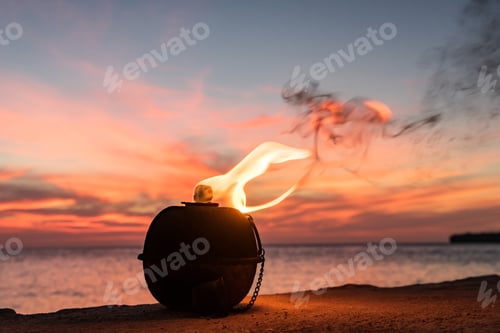Preview: Flaming Sunset At The Beach Cafeviews Around The Caribbean Island Of Curacao In The Abc Islands