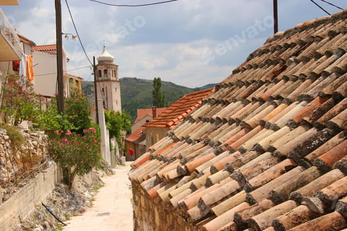 Preview: Variegated Picturesque Roof Tiles In Street Of Rural Village
