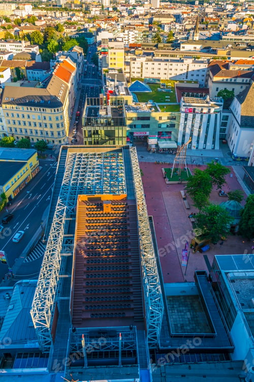 Preview: View Of The Voestalpine Open Space Cultural Venue Situated On A Roof Of A House In The Center Of