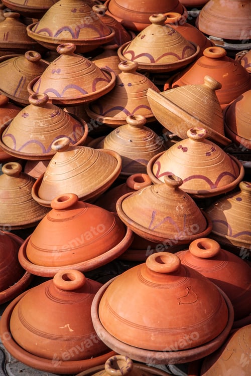 Preview: Traditional Moroccan Tajine Pots Used For Preparing Moroccan Food