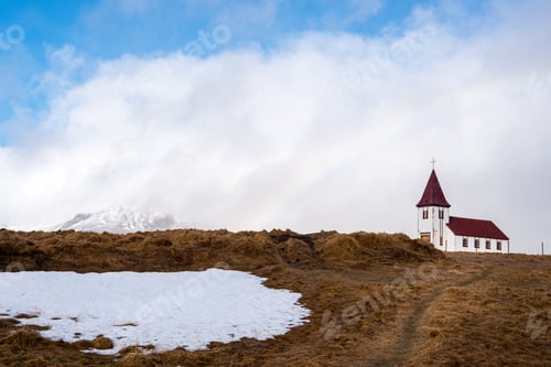 Preview: Small And Beautiful Hellnar Church In Snaefellsnes Peninsula At Western Iceland.