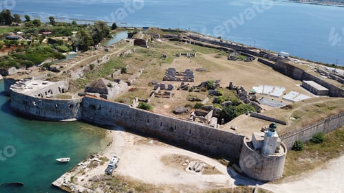 Preview: Aerial Drone Photo Of Famous Landmark Medieval Venetian Castle Of Agia Mavra Or Santa Mavra