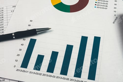 Preview: Business Documents At Workplace, Financial Report, Close Up