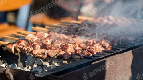 Preview: Skewers Of Meat Prepares Outdoors