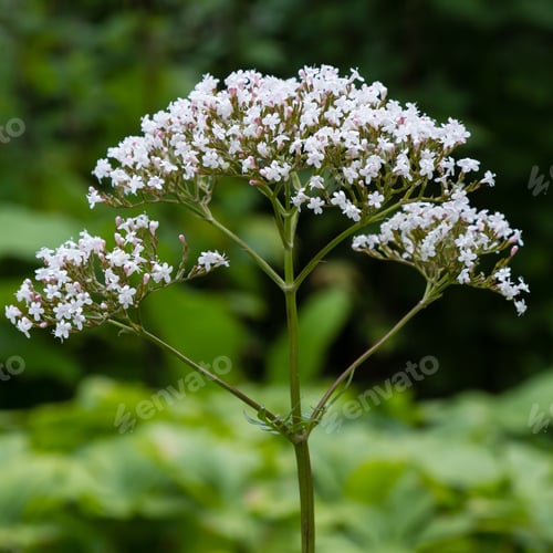 Preview: Valeriana Officinalis In Garden. Flowers Of Valeriana Officinalis. Cultivation Of Medicinal Plants