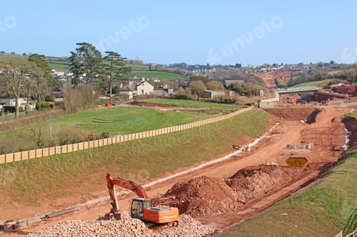 Preview: Digger On A Road Bypass Construction Site