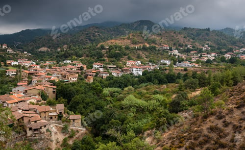 Preview: Panoramic Photo Of The Picturesque And Touristic Mountain Village Of Kakopetria At Troodos