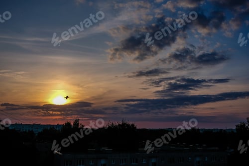 Preview: Dramatic Sunset With Clouds Over The City Rooftops, Riga, Latvia