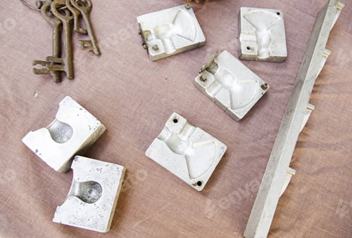 Preview: Old Metal Molds, Detail Of A Mold To Form