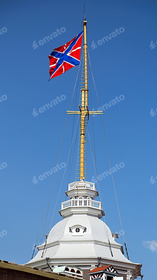 Preview: Flag Navy Russia On Naryshkin Bastion Of Peter And Paul Fortress In St-Petersburg.