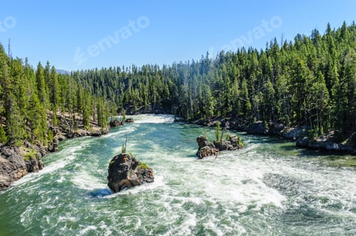 Preview: The Yellowstone River, Upstream From The Upper Falls. Yellowstone National Park.