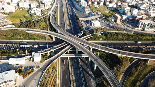 Preview: Aerial Drone Bird'S Eye View Photo Of Latest Technology Cross Shape Multi Level Road Highway