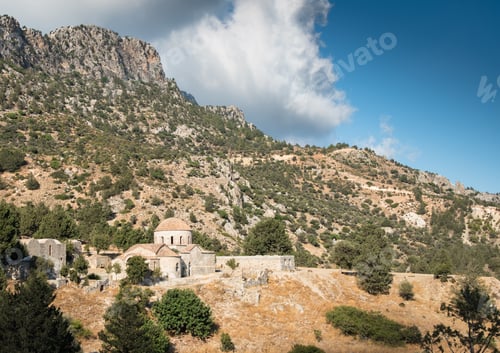 Preview: Abandoned Old Orthodox Christian Monastery Church At The Mountain Range Of Pentadaltylos Near