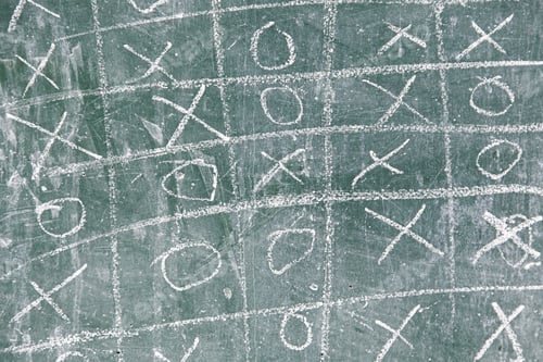 Preview: Tic Tac Toe On A Blackboard, Detail Of A Game Of Intelligence