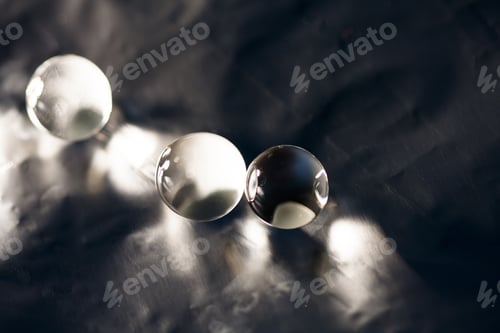 Preview: Abstract Composition With Beautiful, Transparent, Round Jelly Balls On An Aluminum Foil With
