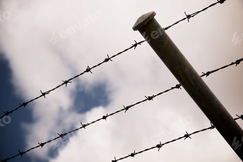 Preview: Barbed Wire Fence View In Spain.