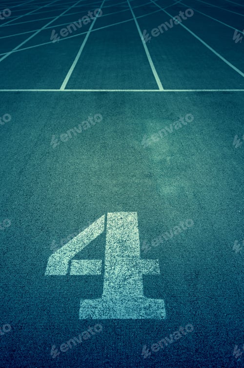 Preview: Number Four On A Running Track, A Track Detail For Running Outdoors, Sport And Healthy Living
