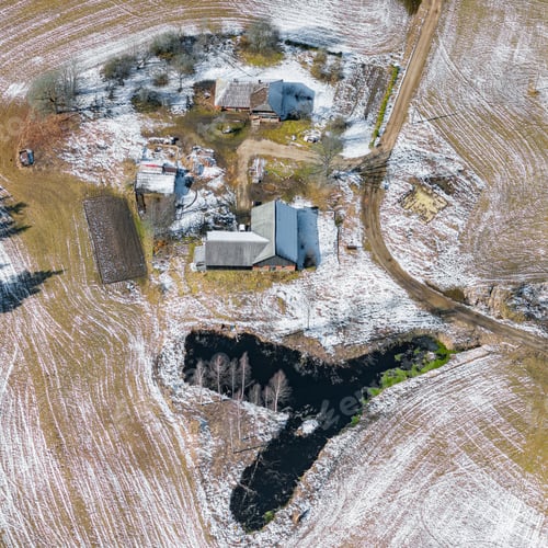 Preview: Aerial View Over The Private Farmhouses In Spring Time