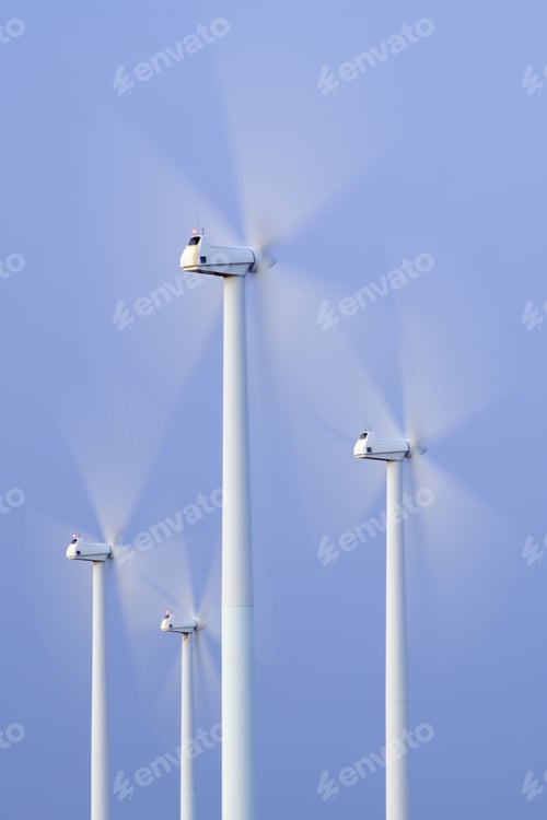 Preview: Blades Of A Group Of Modern Windmills Turning