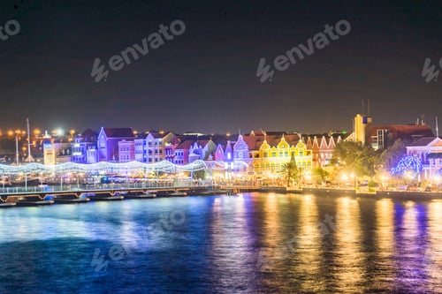 Preview: Punda At Night With Fireworks Views Around Curacao A Small Caribbean Island