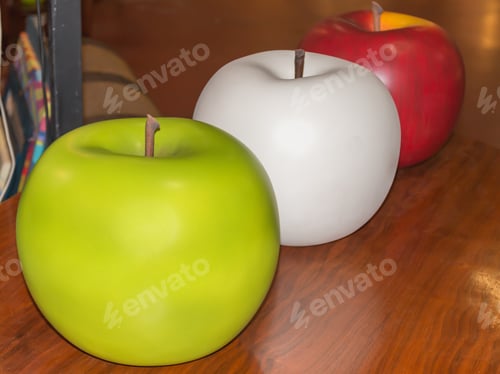 Preview: White, Red And Green Giant Plastic Apples