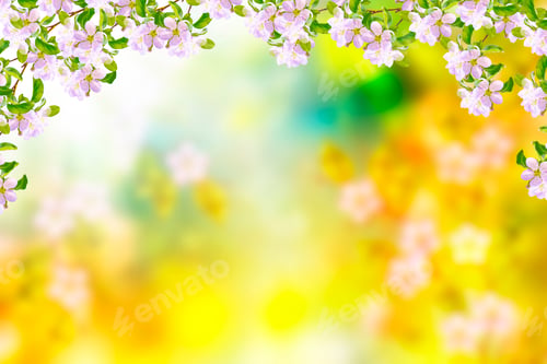 Preview: Blossoming Branch Apple. Bright Colorful Spring Flowers