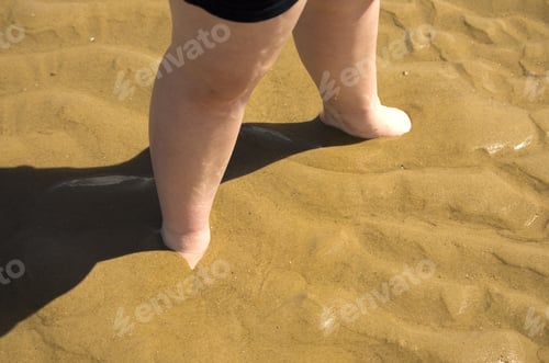 Preview: Feet Buried In Wet Sand.