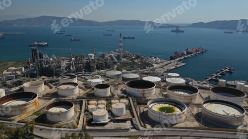 Preview: Aerial Drone Photo Of Industrial Oil And Gas Refinery Plant In Mediterranean Destination