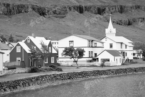 Preview: Seydisfjordur, Iceland. Black And White Style.