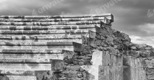 Preview: Part Of The Small Second Century Odeon At Paphos, Cyprus. A High Contrast Monochrome Edit.