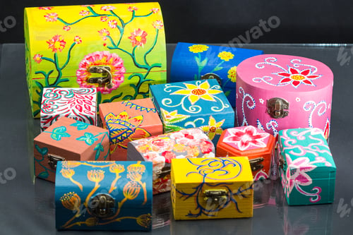 Preview: Painted, Wooden Small Boxes For Multiple Purposes