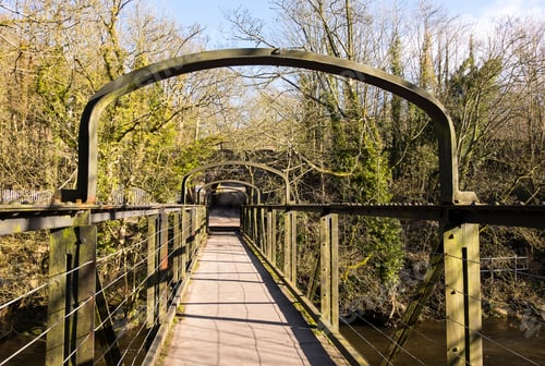 Preview: Steel Foot Bridge In Matlock Bath, Derbyshire, Uk