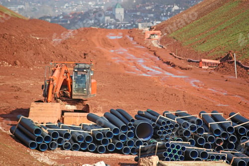 Preview: Pipes On A Road Construction Site