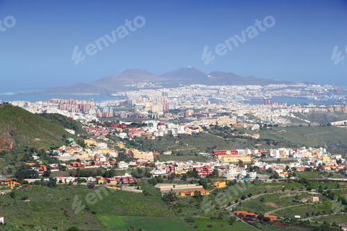 Preview: Las Palmas City, Gran Canaria - Aerial View From Hills.