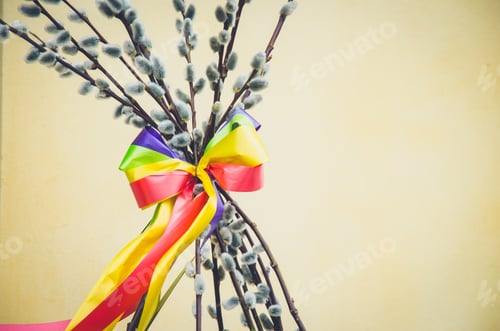 Preview: Easter Willow And Colorful Ribbon Decoration
