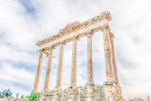 Preview: Defocused Background With Ruins Of The Temple Of Saturn In The Roman Forum, Rome, Italy