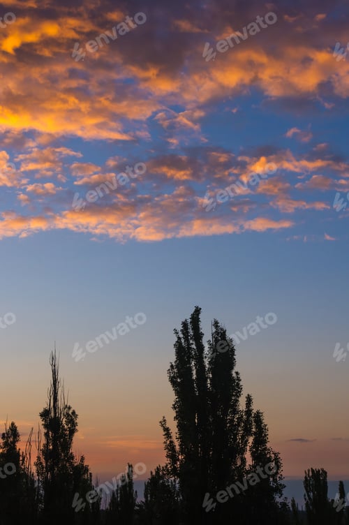 Preview: Landscape With Dramatic Light - Beautiful Golden Sunset With Saturated Sky And Clouds.
