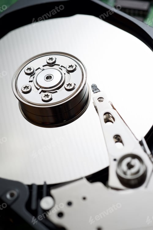 Preview: Closeup Of An Open Computer Hard Drive.