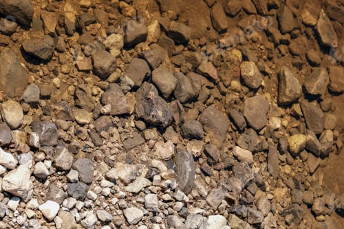 Preview: Lakeside Beach Details With Sand, Rocks And Blur Background. Seaside Pattern