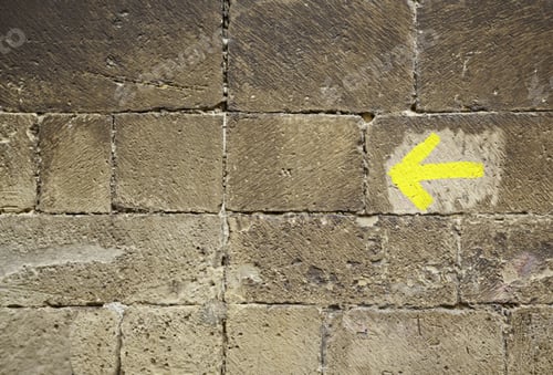 Preview: Signal Of Road De Santiago On A Stone Wall, Pilgrimage