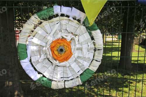 Preview: Decorated Bicycle Wheel, Ripponden, West Yorkshire, England, Uk