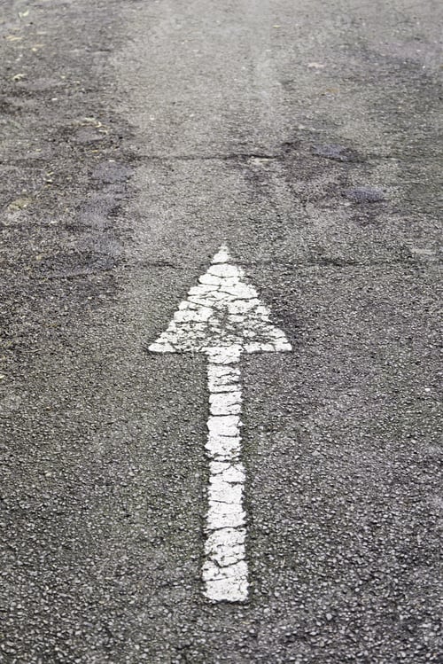 Preview: Arrow Direction On Asphalt, Detail Of An Arrow Of Indexation On A Highway, Road Information