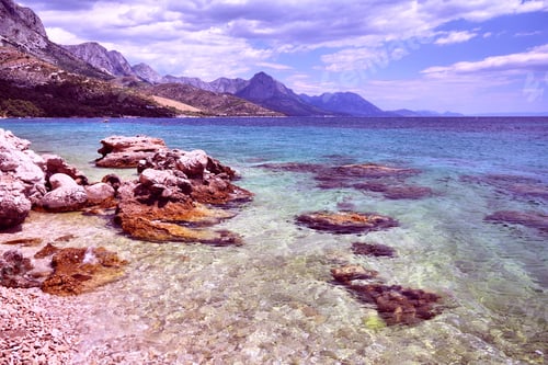 Preview: Croatia - Beautiful Mediterranean Coast Landscape In Dalmatia. Zivogosce Beach - Adriatic Sea.