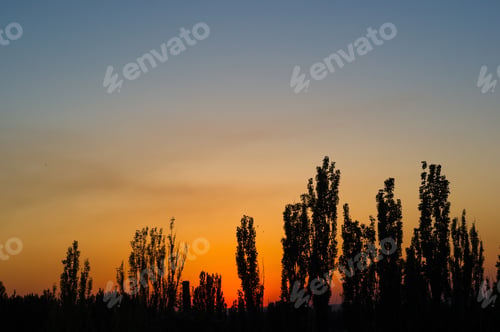 Preview: Landscape With Dramatic Light - Beautiful Golden Sunset With Saturated Sky And Clouds.
