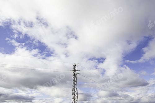 Preview: Electric Tower In Nature, Detail Power Transmission