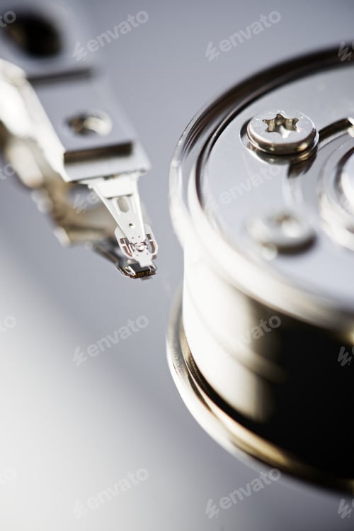 Preview: Closeup Of An Open Computer Hard Drive