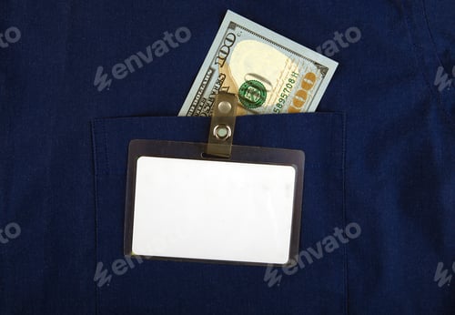Preview: American Dollars In The Pocket Of The Shirt With The A Blank Badge